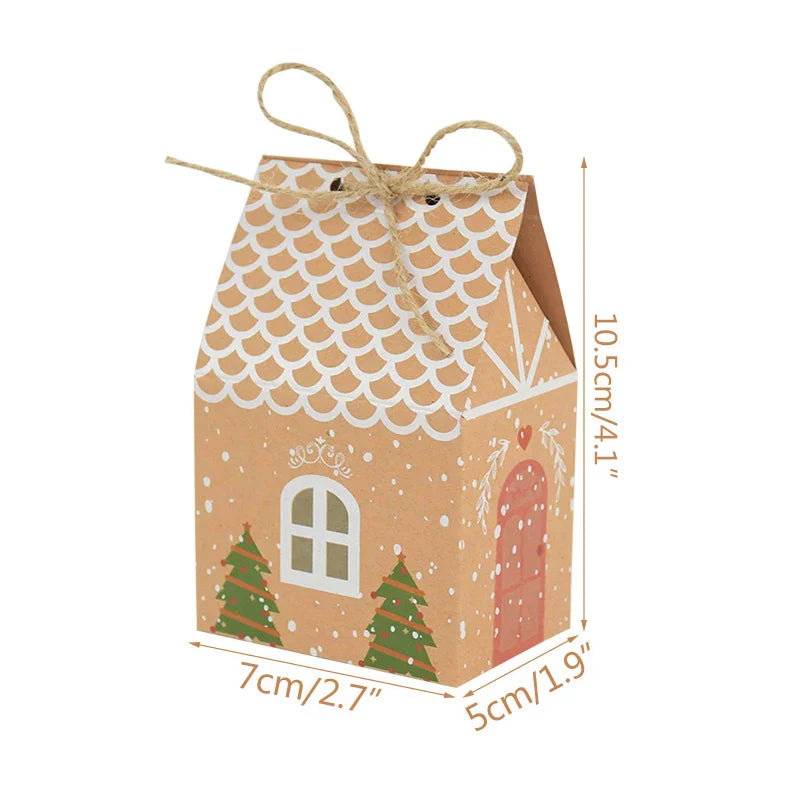 Rynx 10 Pieces Christmas Candy Box Bags Santa Gift Box DIY Cookie Packaging Bag Merry Christmas Party Decoration New Year Kids Gift