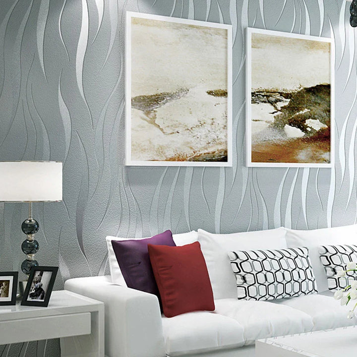 Lisslune | Modern Luxury Geometry Tapete 3D-Prägung Silber Grau Vlies Tapete Wohnzimmer Schlafzimmer TV Hintergrund Loft Wanddeko