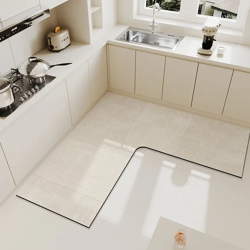 Rynx | Kitchen Rug L-Shape Floor Mat Non-Slip Mats Water Absorbent Quick Drying Kitchen Carpet