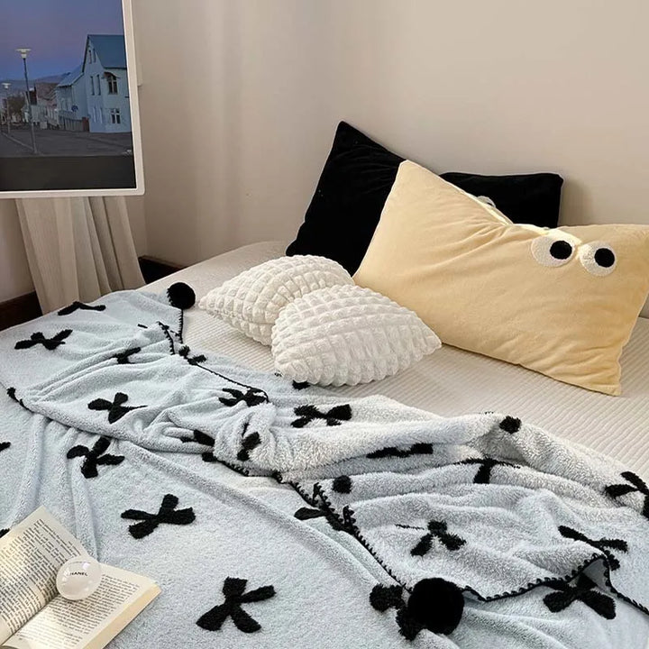 Rynx | Ins Style Blanket Wool Ball Style Cloud Soft Jacquard Reversible Blanket Soft and Warm Suitable for All Seasons