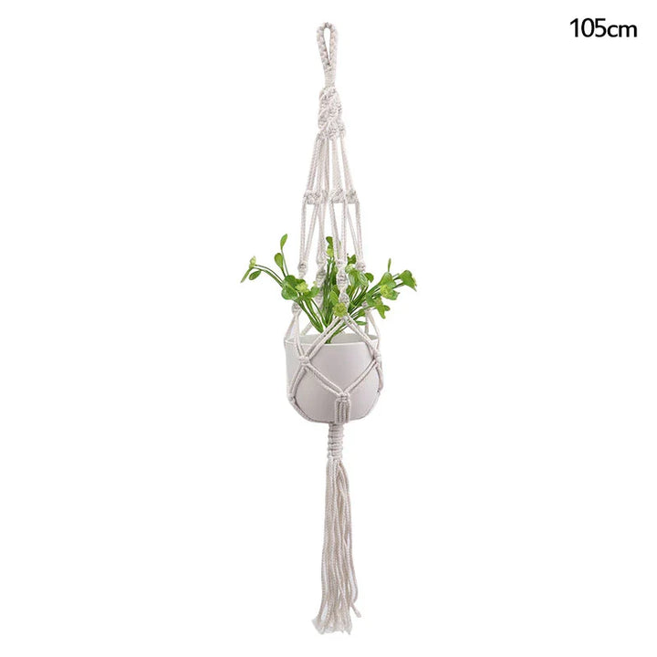 Rynx Macrame Handmade Plant Hanger Baskets Flower Pots Holders Balcony Hanging Decoration Knotted Lifting Rope Garden Supplies
