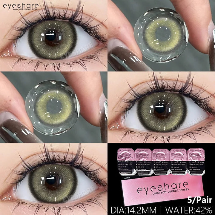 Rynx | 5 pairs of daily colored contact lenses for eyes 42% high water content 1 daily lens comfortable to wear disposable