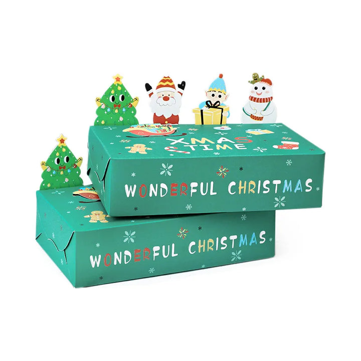 Rynx 5/10pcs Cartoon Christmas Gift Box Kraft Paper Cookie Packaging Box 2024 Christmas Party Decor Xmas Navidad New Year