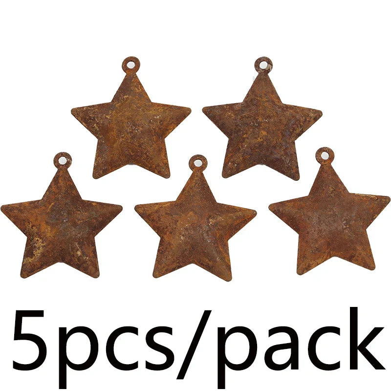 Rynx | (5 pieces/pack) 4.5 cm Retro Rusty Christmas Bells Decoration Star Horn Bell New Year Festival Decoration Pendant DIY