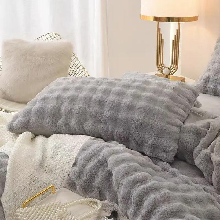 Rynx | Rabbit Plush Pillowcase 48x74cm 2 pcs. Soft Warm Fluffy Reversible Pillowcase Decorative Pillowcase for Beds Home Decoration