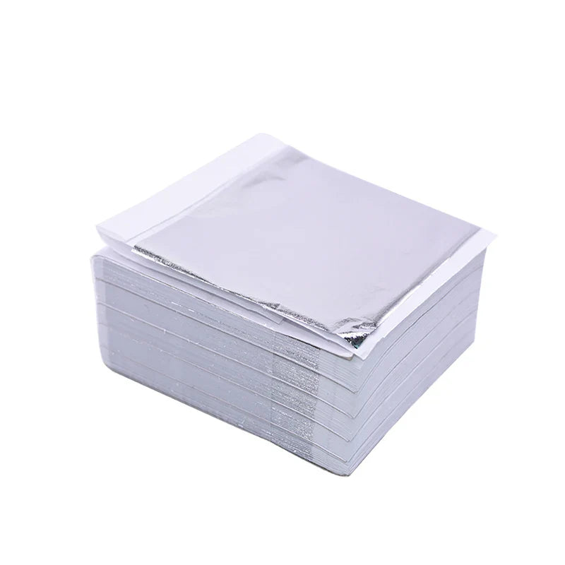 Rynx 100/200 Sheets Artificial Gold Silver Foil Paper Leaf Gilding DIY Crafts Paper Birthday Party Wedding Cake Dessert Decorations