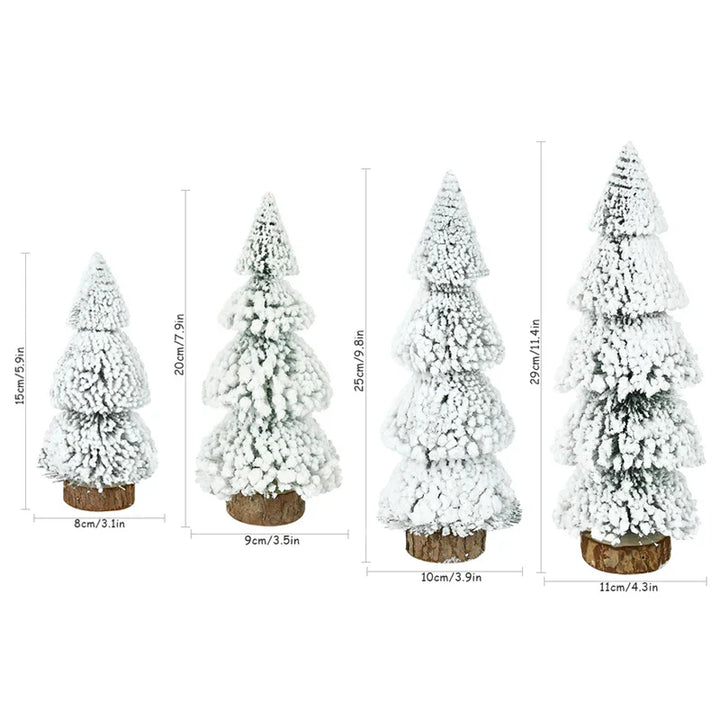 Rynx Mini Christmas Tree Ornament Snow Pine Tree Christmas Decorations for Home Desktop Xmas Navidad New Year Gift DIY Craft