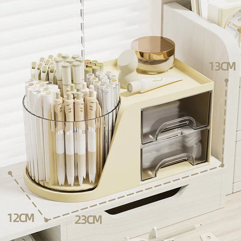 Rynx | Rotatable Organizer Boxes Removable Storage Organizer Makeup Brushes Lipstick Drawer Style Desk Makeup Storage Organizer