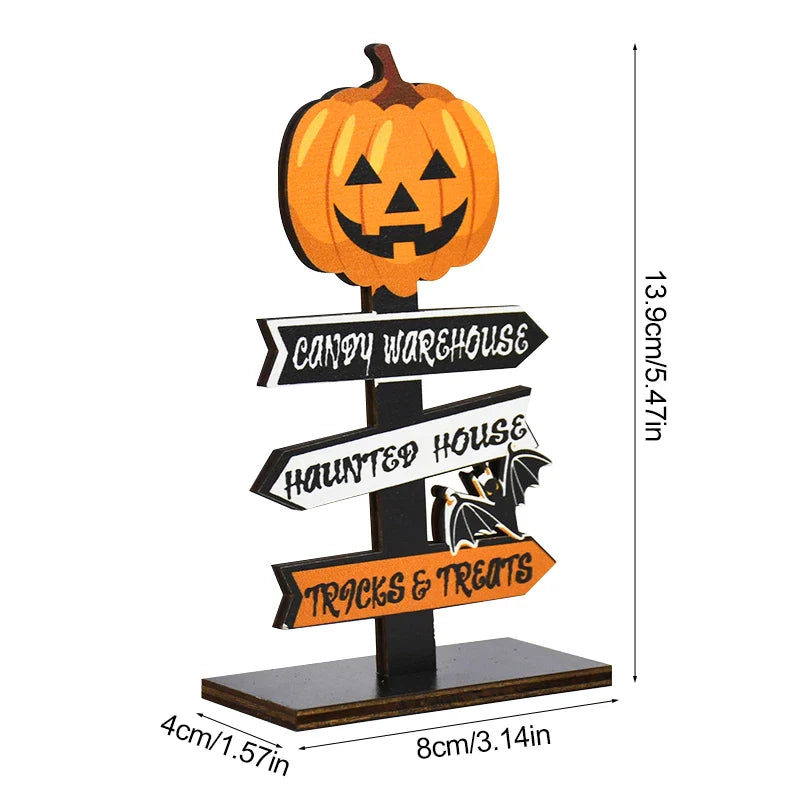 Rynx | Halloween Pumpkin Ghost Wooden Table Ornament Craft Halloween Home Table Decoration Accessories Halloween Party Kids Gift Favors
