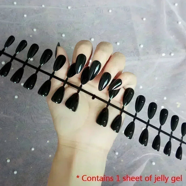 Rynx | 3D Water Wave Brown French Almond Shape Artificial Nails Fashion Easy Removable Finished Stick-On Fingernails with Glue