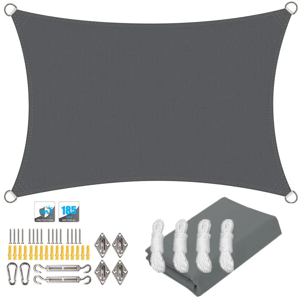 Lisslune | Waterproof Rectangular Sun Shade Sail with UV Protection & Mounting Kits – ShadeGuard