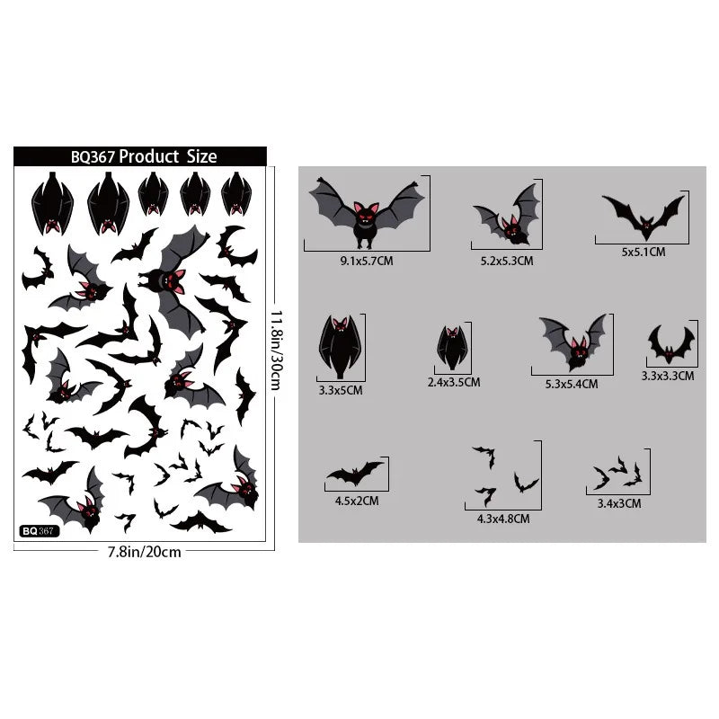Rynx | Creative 3D Bat Wall Stickers Halloween Decorative Wall Stickers Happy Halloween Party Supplies Background Wall Decoration