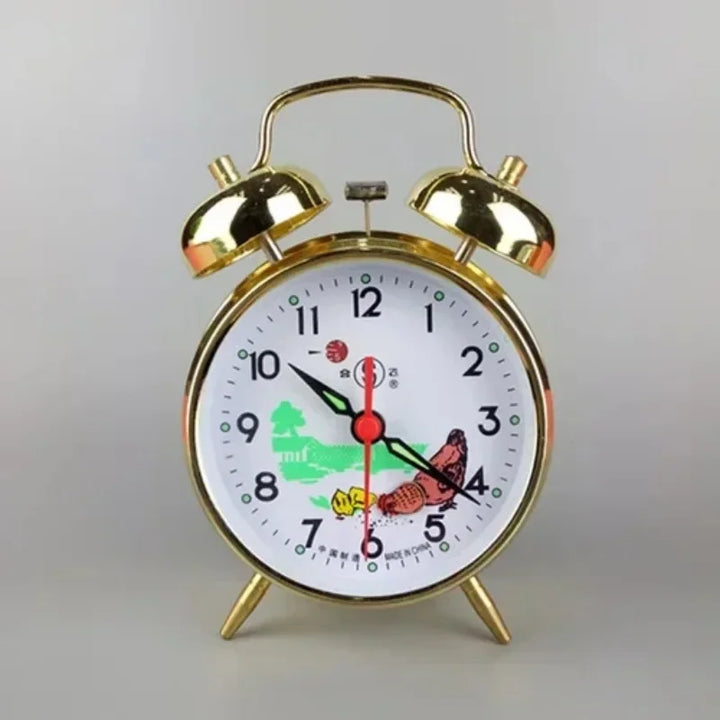 Rynx | Metal Mechanical Alarm Clock Creative Desk Nightstand Table Clock Alarm Bedroom Decoration Accessories Battery Operated