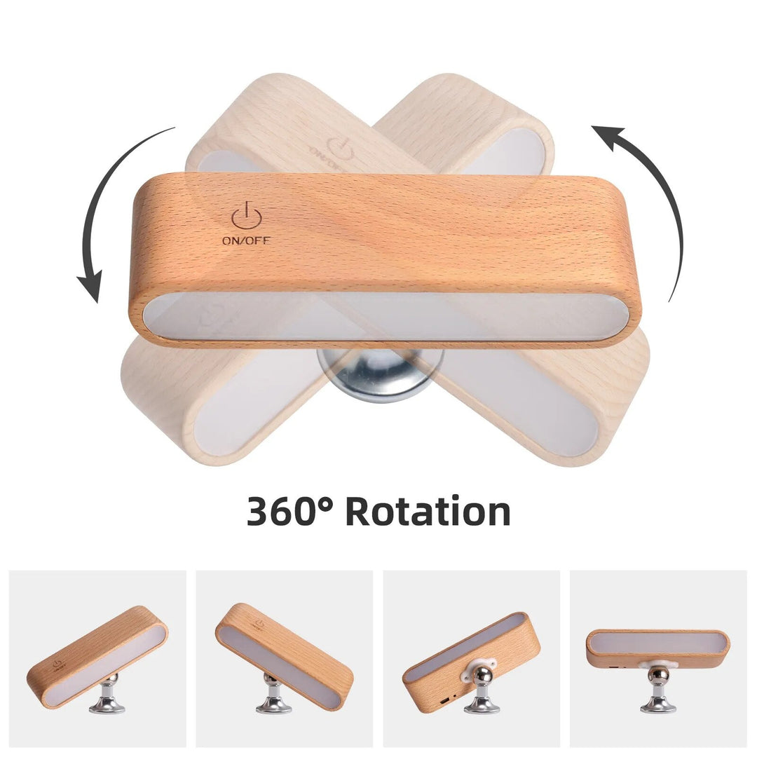 Lisslune | Rotatable Magnetic Wooden Rechargeable LED Night Lamp
