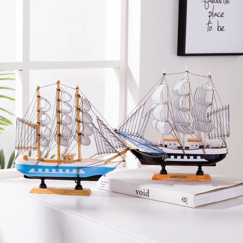 Lisslune | Royaleva Nordic Wood Sailboat Sculpture - LED illuminated decorative piece, battery-operated