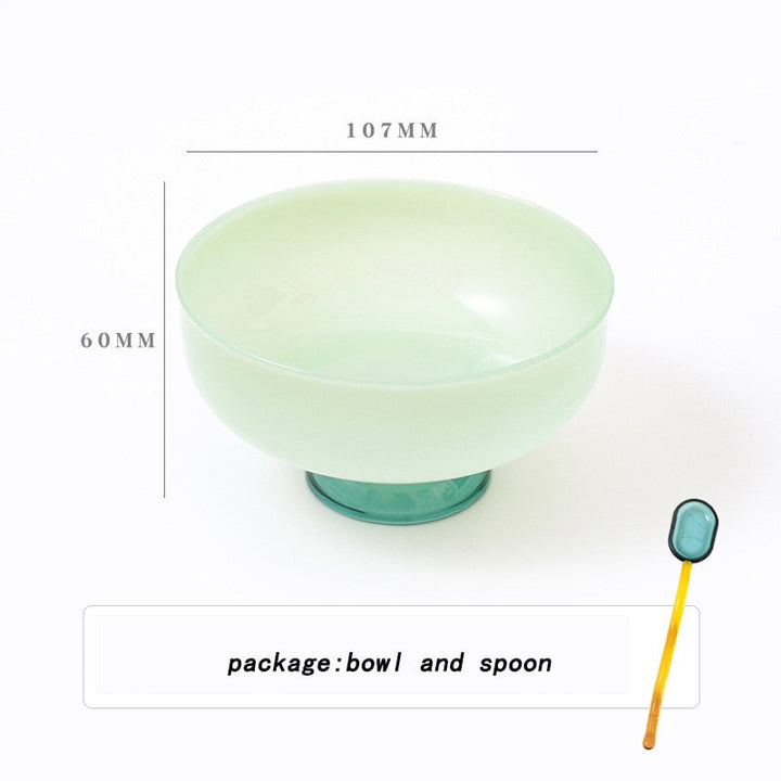 Lisslune | Colorful borosilicate dessert bowl with spoon