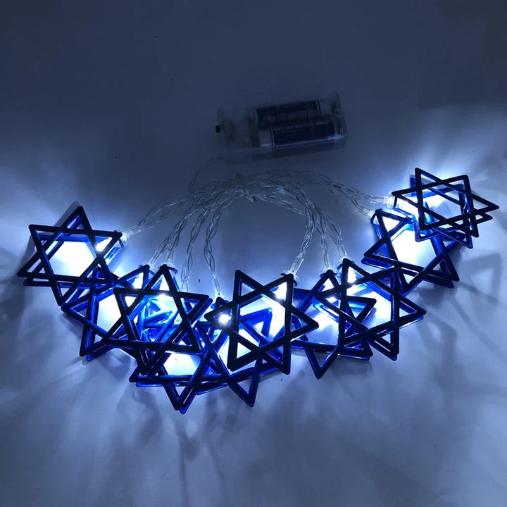Rynx 1.65M 10LED Judaism Mogen David Star Lights String Hanukkah Shavuot Jewish Festival of Dedication Menorah Party Supplies