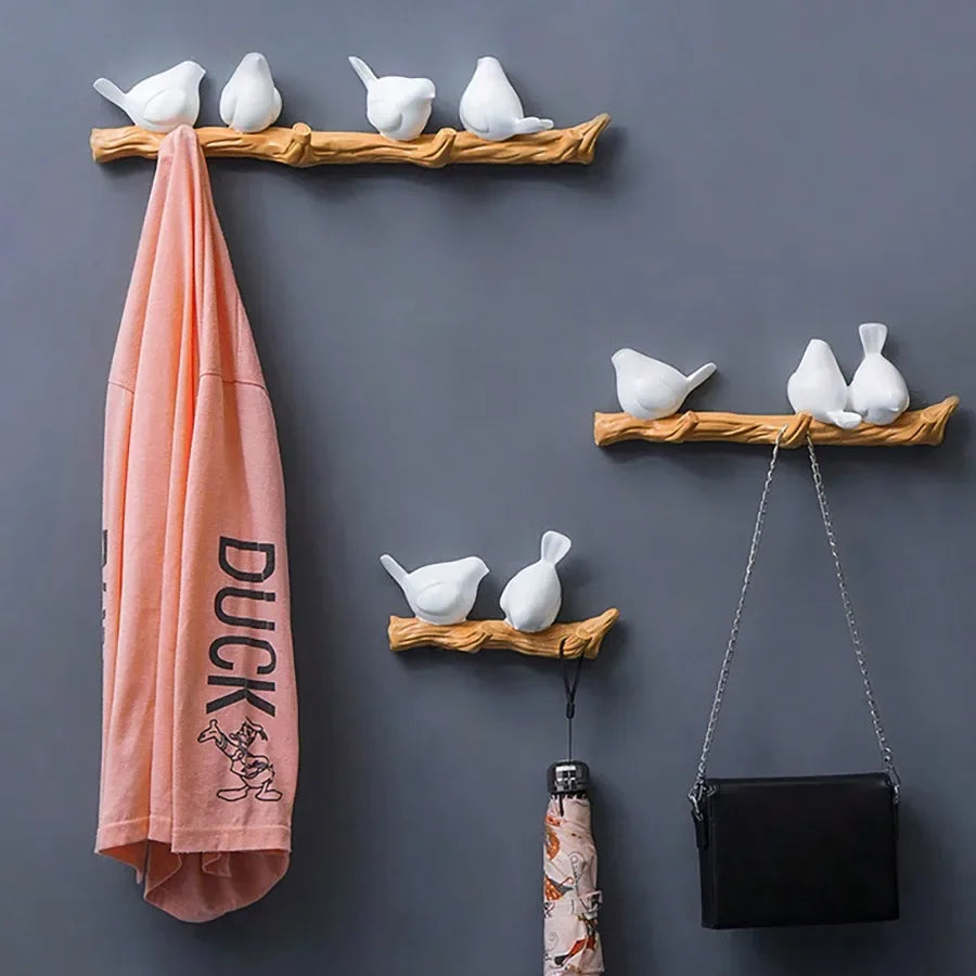 Rynx | 1pc bird-like wall-mounted hook non-perforated storage shelf entrance clothing key storage bedroom decoration dress hat hook