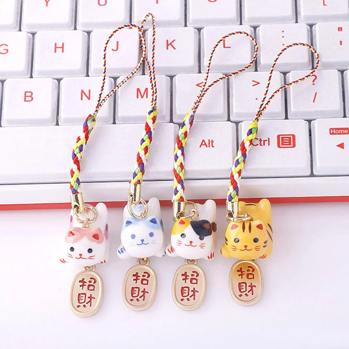 Lisslune | Charming anime-inspired lucky cat ceramic beads for creative jewelry projects - 15x21mm porcelain essentials with vertical hole