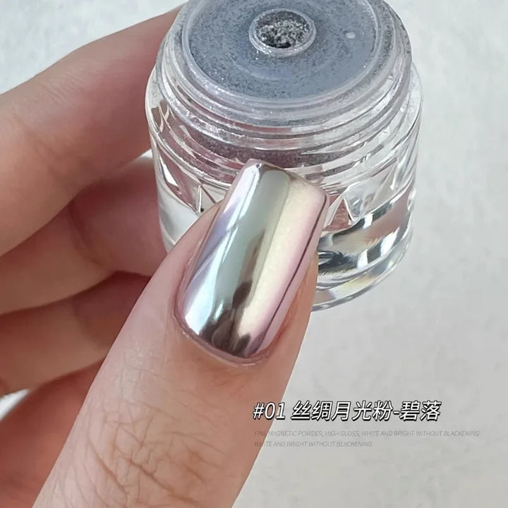 Rynx | 1jar Plating Aurora Chrome Nail Powder High Gloss Moonlight Mirror Fine Glitter Pigment Aurora Pearl Rub Dust Chrome Nails