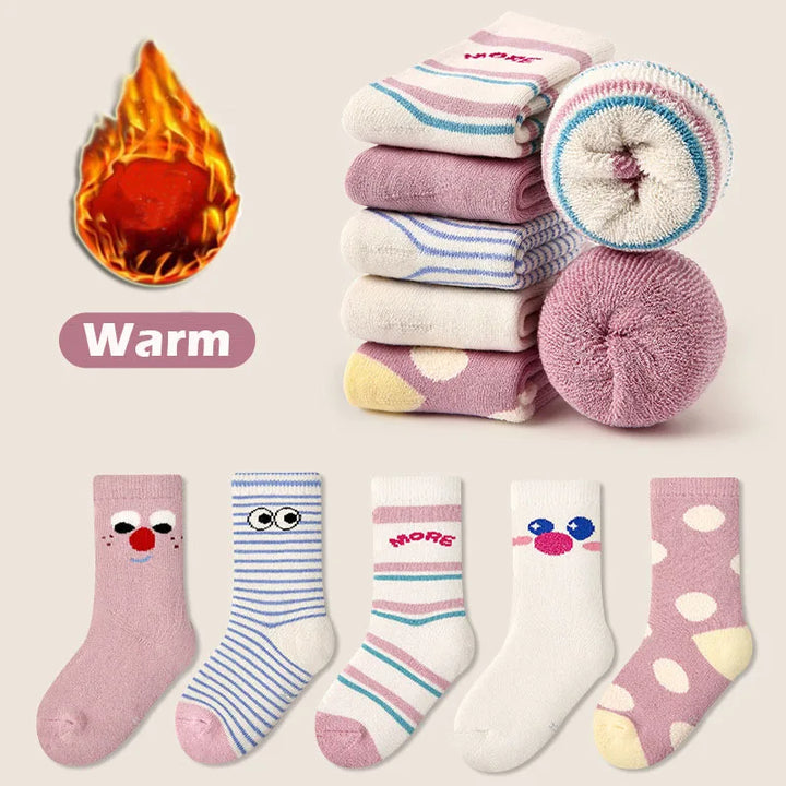 Lisslune | Fleece Winter Wool Socks for Kids (5 Pairs)