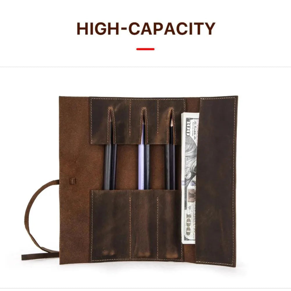 Lisslune | Luxurious Leather Pen Organizer with Removable Tray - Stylish Office and School Accessory