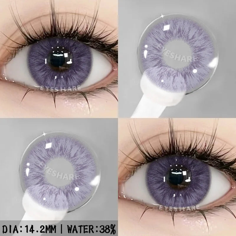 Rynx | 1 Pair New Color Contact Lenses for Eyes Purple Lenses Gray Pupil Lens Brown Eye Lens Annual Cosmetic Blue Eye Contacts