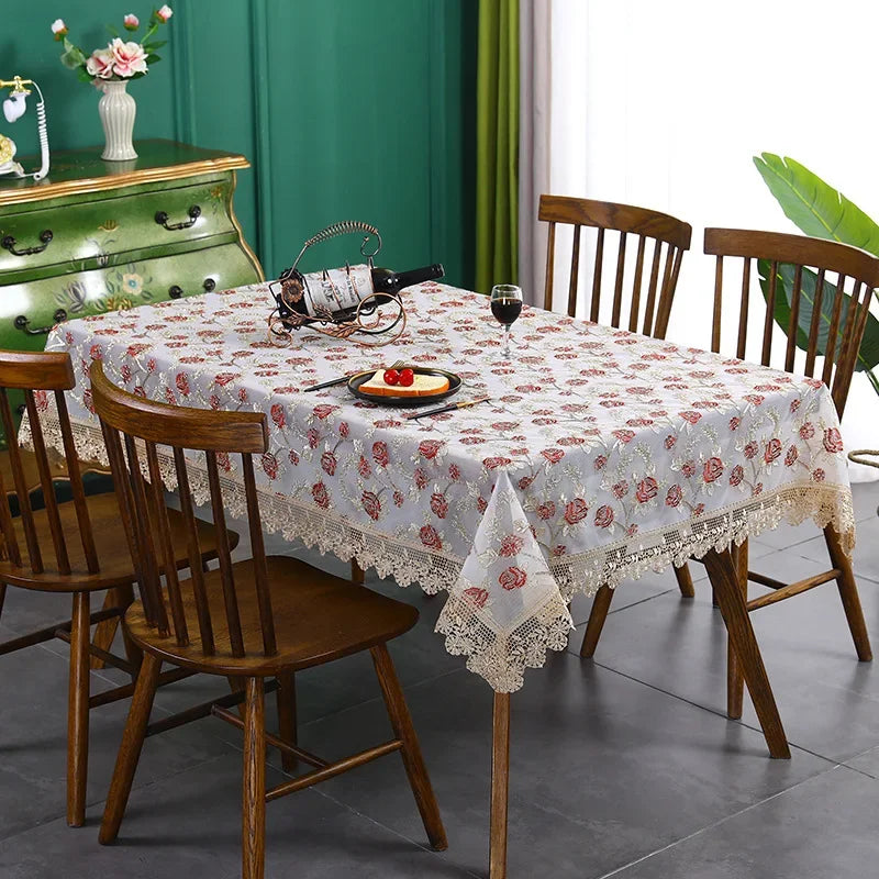 Rynx lace embroidery tablecloth, luxury tablecloth, wedding banquet, party tablecloths, furniture cover, tablecloths for home