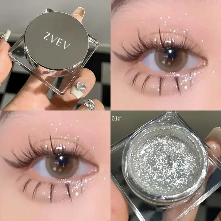 Rynx | Glitter Punk Smoky Black Eyeshadow Gel Makeup Palette Metallic Dark Silver Wet Eyes Shadow Highlighter Pearls Pigments Cosmetics