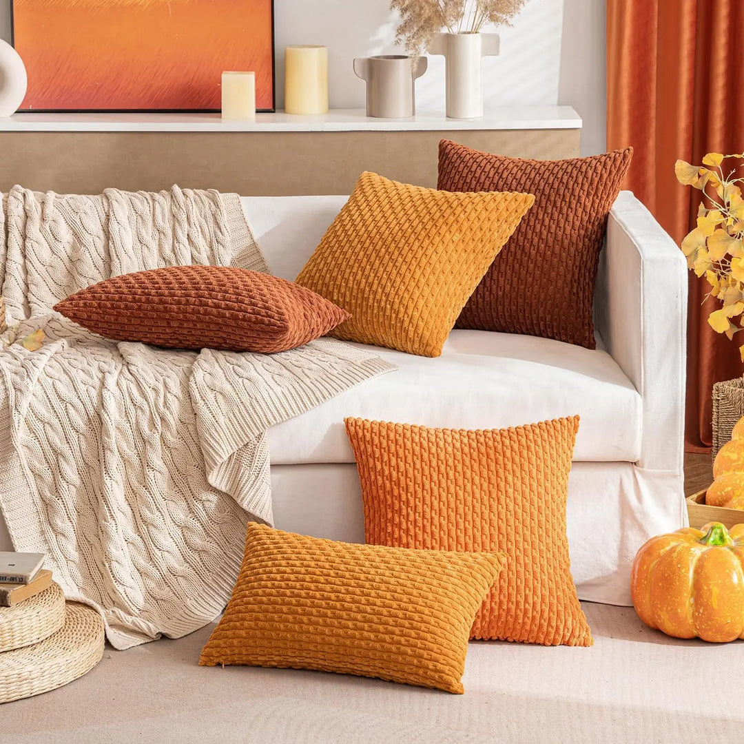 Lisslune | Boho Ribbed Corduroy Cushion Cover – Stylish Striped Decorative Pillowcase for Sofa or Bed