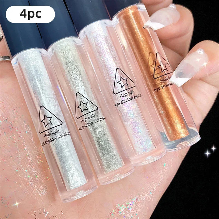 Lisslune | 4pcs/1pcs Flüssiger Lidschatten Perlen Glitzer Lang anhaltend Wasserdicht Flüssiger Lidschatten Schnelltrocknender Glitzer Schimmer Augen Make-up