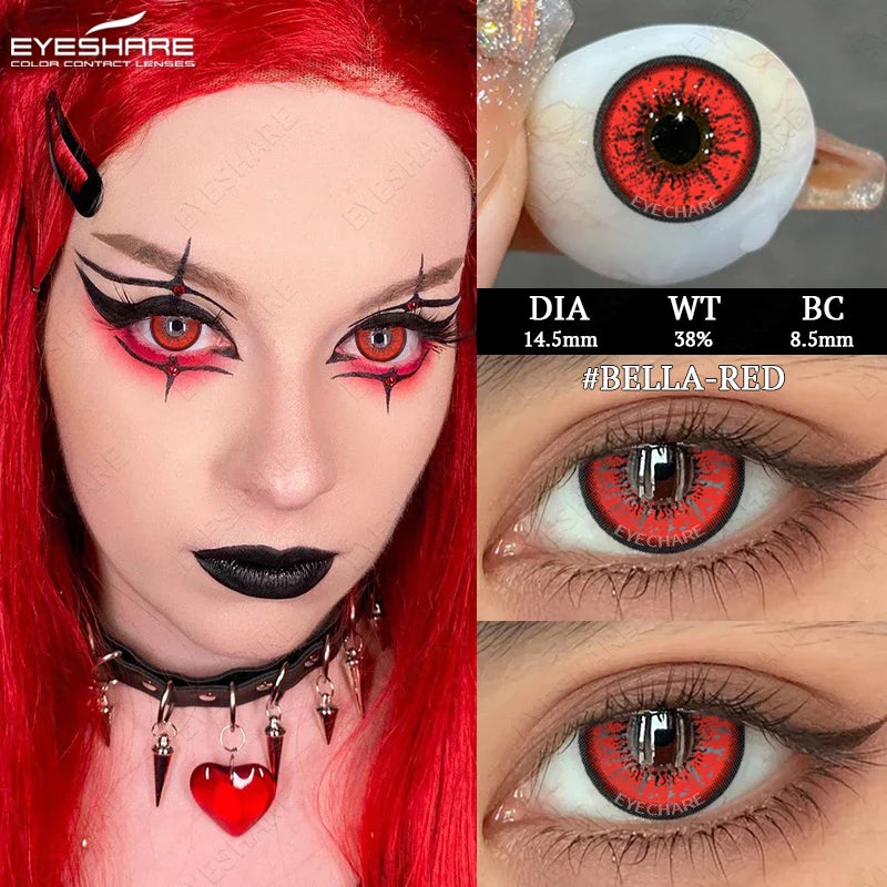 Rynx | 2pcs Halloween White Contact Lenses Anime Color Cosplay Black Lenses Crazy Red Beauty Makeup Lens Multicolor Lens
