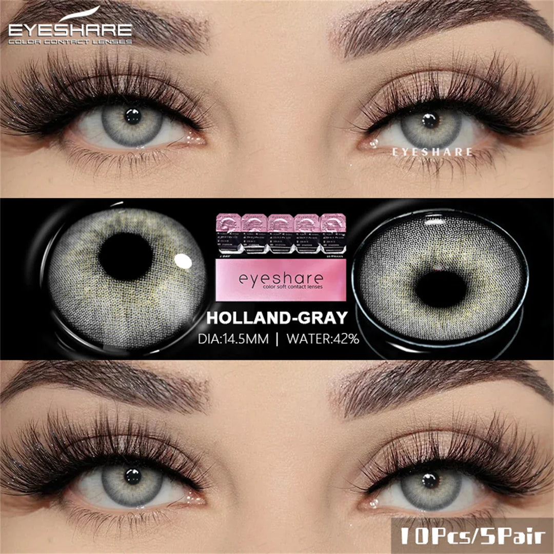 Rynx | Daily Lens 10pcs/5pairs Colored Contact Lenses Natural Gray Contact Daily Disposable 1 Day Use Colored Make-up Lenses