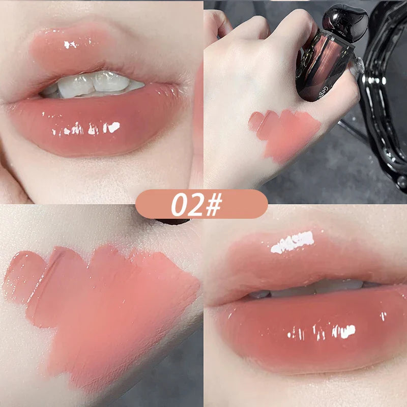 Rynx | Dark Purple Lipgloss Water Light long-lasting clear moisturizing Mirror Pink Peach Lip Tint non-sticky Cup liquid lipstick Makeup