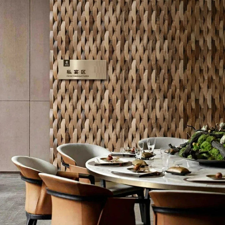 Lisslune | 3D Solid Wood Mosaic Wall Panel with Acoustic Design