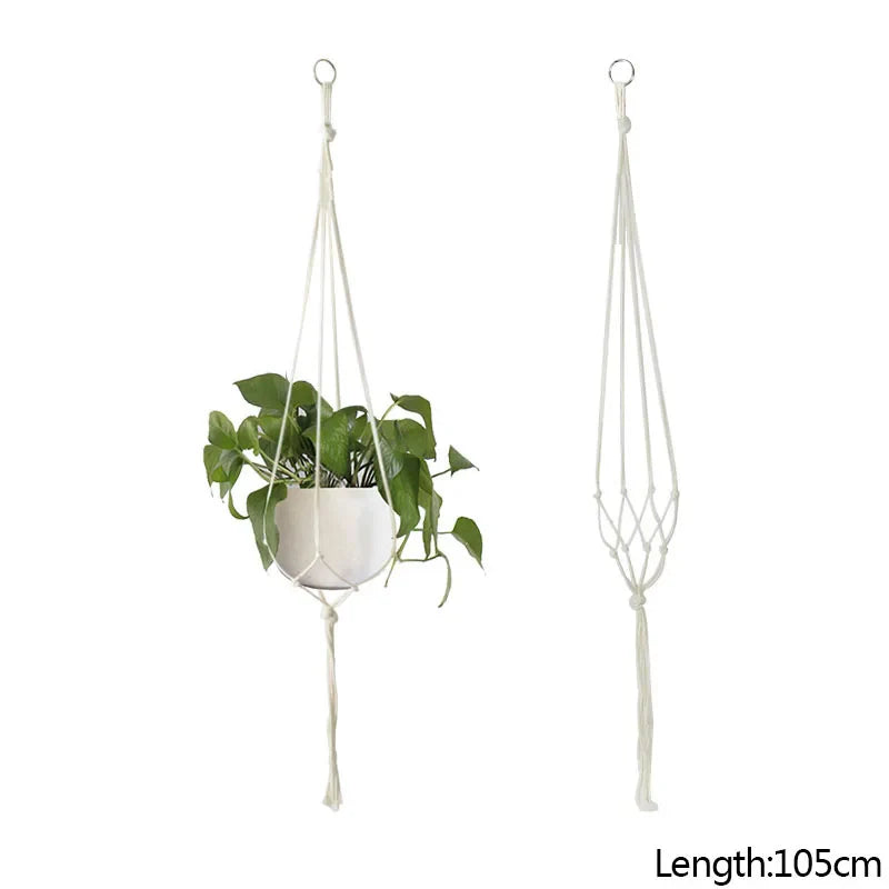 Rynx Macrame Handmade Plant Hanger Baskets Flower Pots Holders Balcony Hanging Decoration Knotted Lifting Rope Garden Supplies