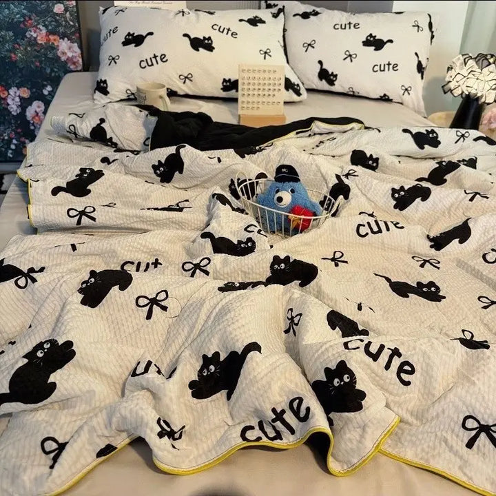 Rynx | Summer Blanket Cool Quilt Sweet Flower Blowing Cotton Summer Quilt Sleeping Naked Air Conditioning Quilt Lightweight Washable