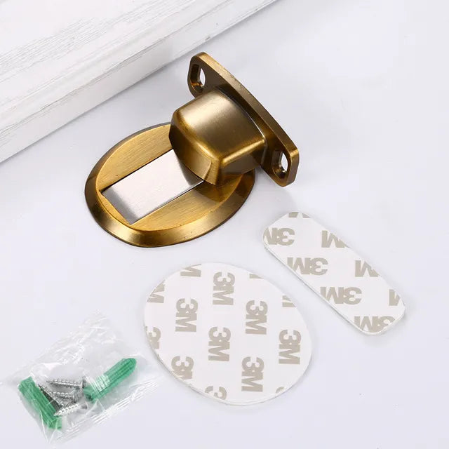 Lisslune | Self-adhesive invisible magnetic door stop made of stainless steel (no drilling)