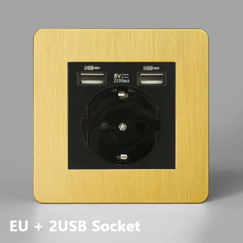 Lisslune | Luxurious Gold Dimmer Switch Set with USB Charging Port - Perfect for French/EU Plugs