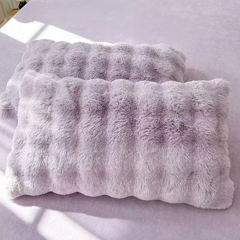 Rynx | Rabbit Plush Pillowcase 48x74cm 2 pcs. Soft Warm Fluffy Reversible Pillowcase Decorative Pillowcase for Beds Home Decoration