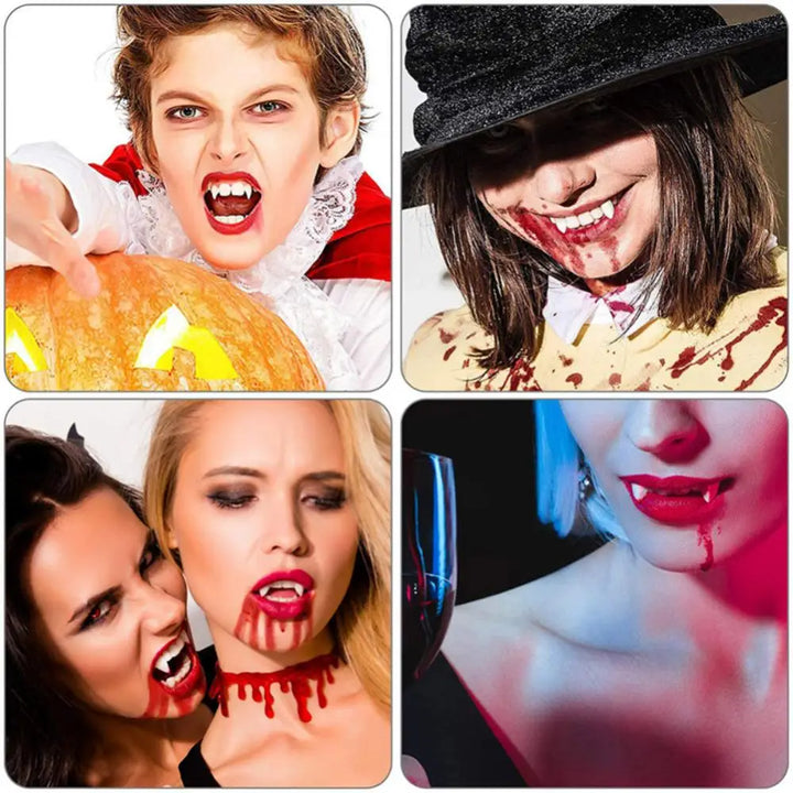 Rynx | 1 Pair Halloween Vampire Fangs Prosthetics Party Costume DIY Cosplay Props Decoration Artificial Teeth Resin Fangs with Strong Adhesive