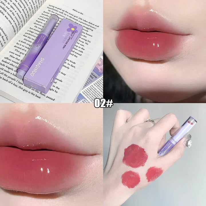 Rynx | Jelly Lipstick Pencil Punk Red Brown Lip Gloss Mirror Waterproof Lip Lacquer Moisturizing Lipstick Waterproof Non-Transfer Cup Korean