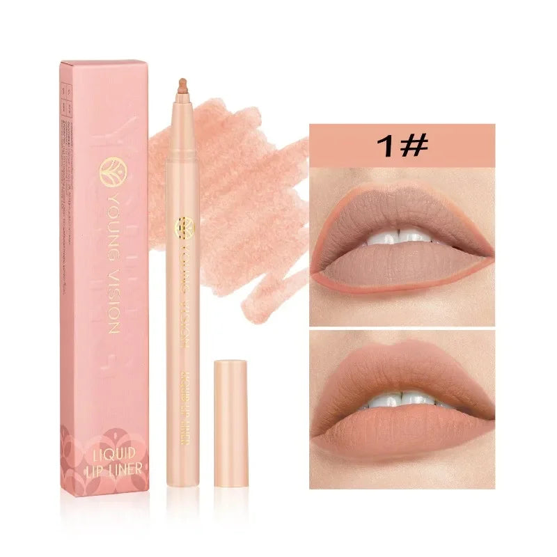 Lisslune | Mattes Flüssig-Lippenkonturenstift Schwammspitzen Lippenkonturenstift Nude Pink Lippenstiftstift Lang anhaltende Samt Schnell trocknende Lippenlack Feuchtigkeitsspendender Lippenstift