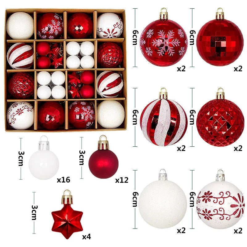 Rynx Christmas Ball Ornament Set Large Christmas Tree Hanging Decoration Snowflake Merry Christmas Decoration for Home 2025 New Year Party Gift