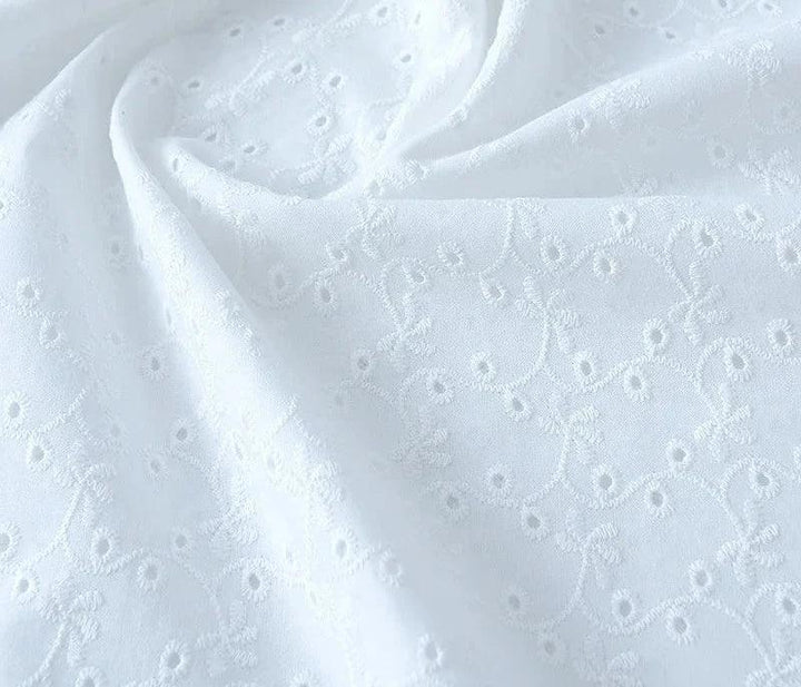 Lisslune | Elegant 100% Cotton White Lace Material