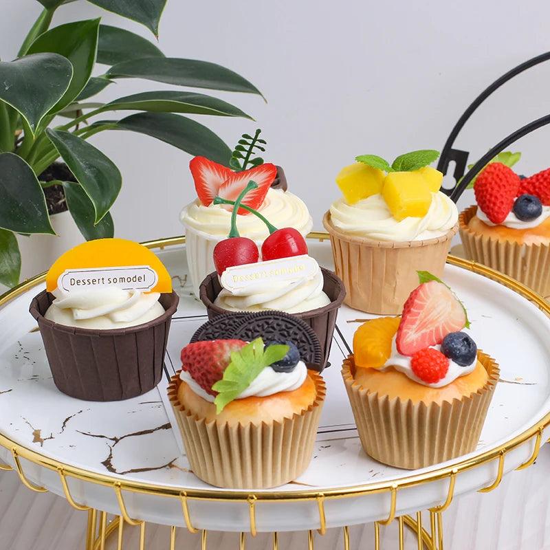 Lisslune | 6-piece lifelike cupcake decoration set for food photography and gifts for children - Ideal for refrigerator display