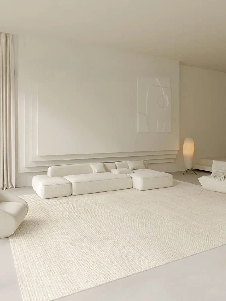 Rynx | Minimalist Beige Carpet Stripes Comfortable Soft Carpet Large Area Living Room Rugs Luxury Bedroom Rugs Balcony Tapis Wallpaper Carpet