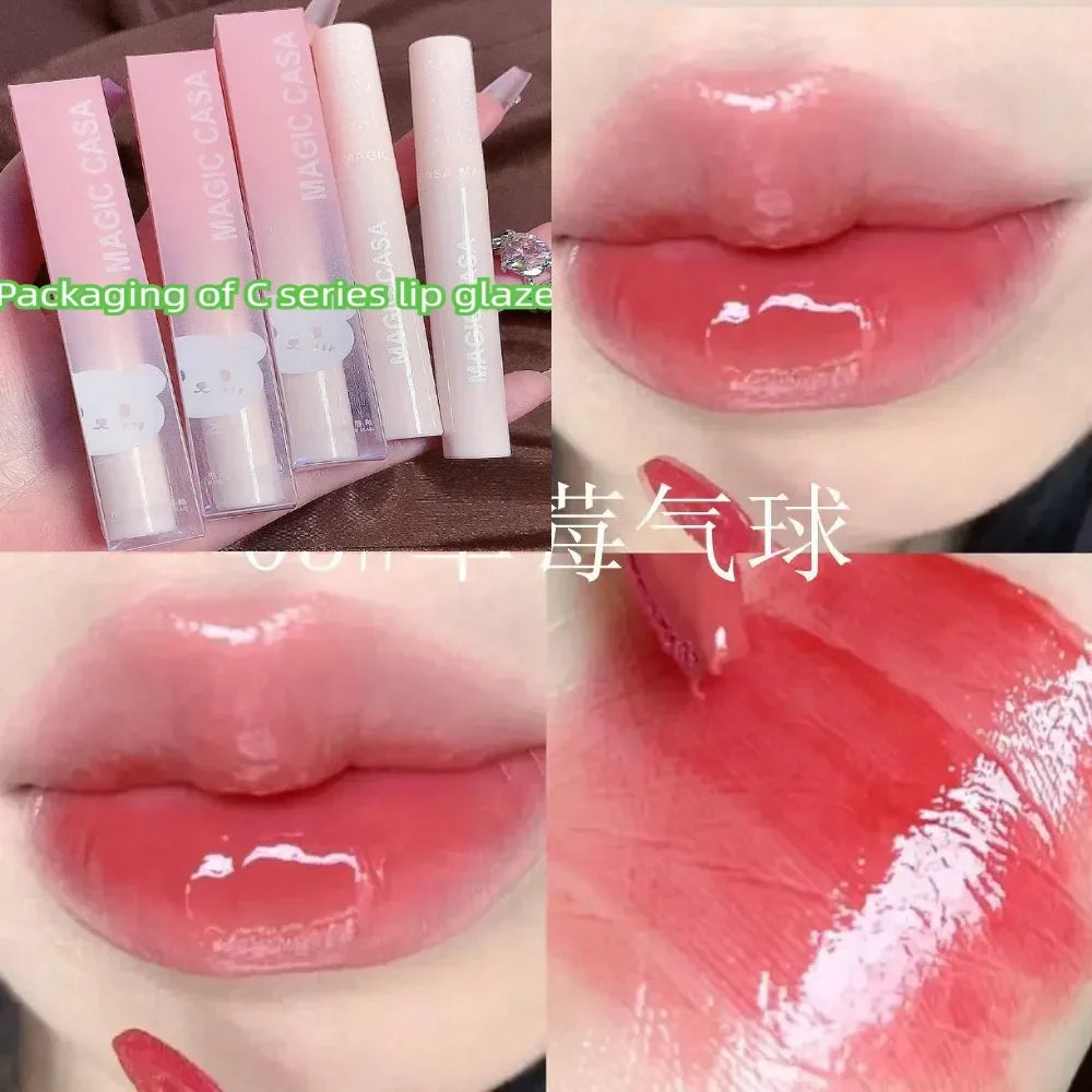 Rynx | Cute Bear Lip Gloss Crystal Jelly Mirror Waterproof Liquid Lipstick Moisturizing Reducing Lip Wrinkles Long-lasting Lip Tint Makeup