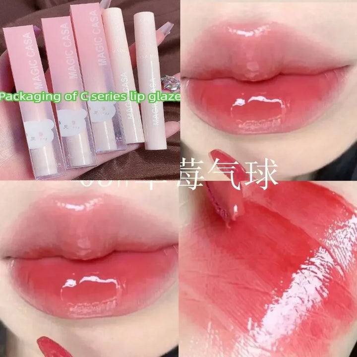 Rynx | Cute Bear Lip Gloss Crystal Jelly Mirror Waterproof Liquid Lipstick Moisturizing Reducing Lip Wrinkles Long-lasting Lip Tint Makeup