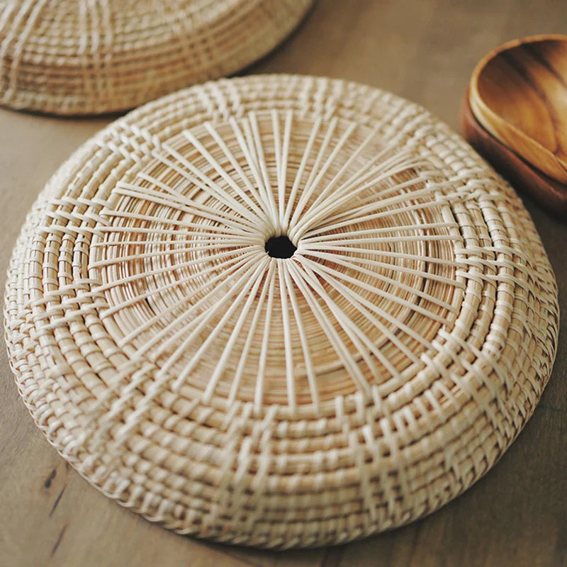 Rynx | Handmade Rattan Tray Round Food Fruits Bread Serving Plate Small Item Storage Picnic Baskets Home Kitchen Table Decor